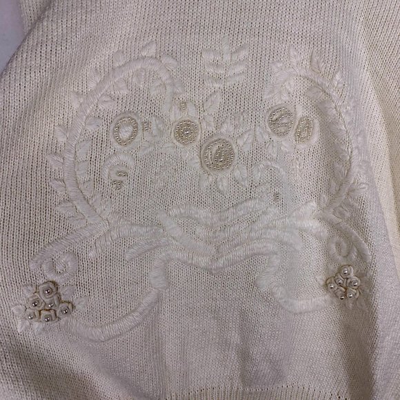 Vintage 90's Chinawear Pearl Embroidered Sweater Large - Picture 5 of 11